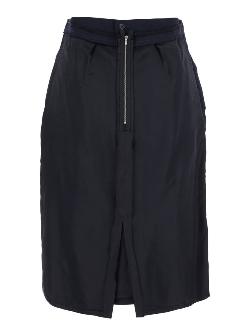 Blue Solid Midi Skirt 4