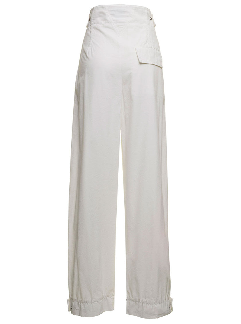White Loose Flat Front Pants 2