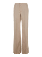 Beige Regular Flat Front Pants 1