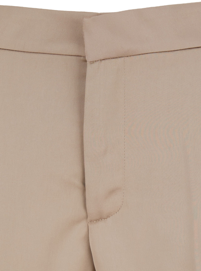 Beige Regular Flat Front Pants 3