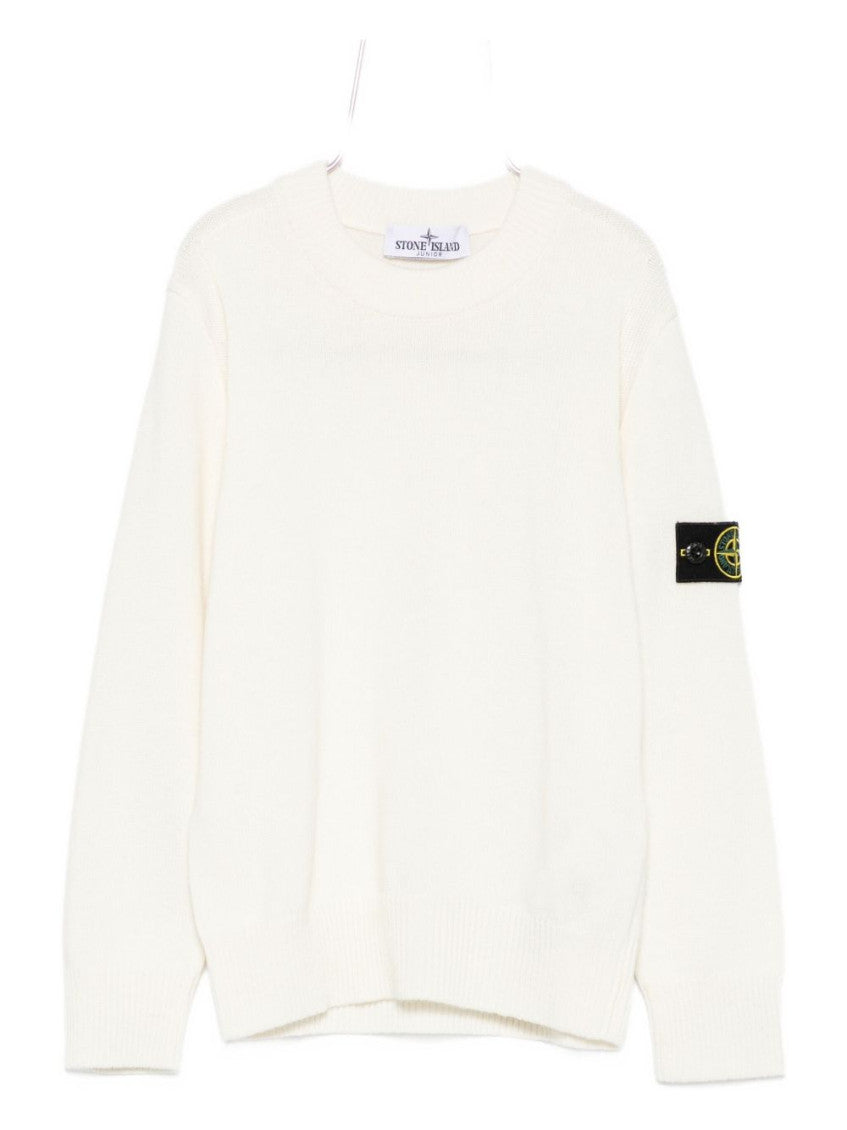 Boys White Solid Sweater 1