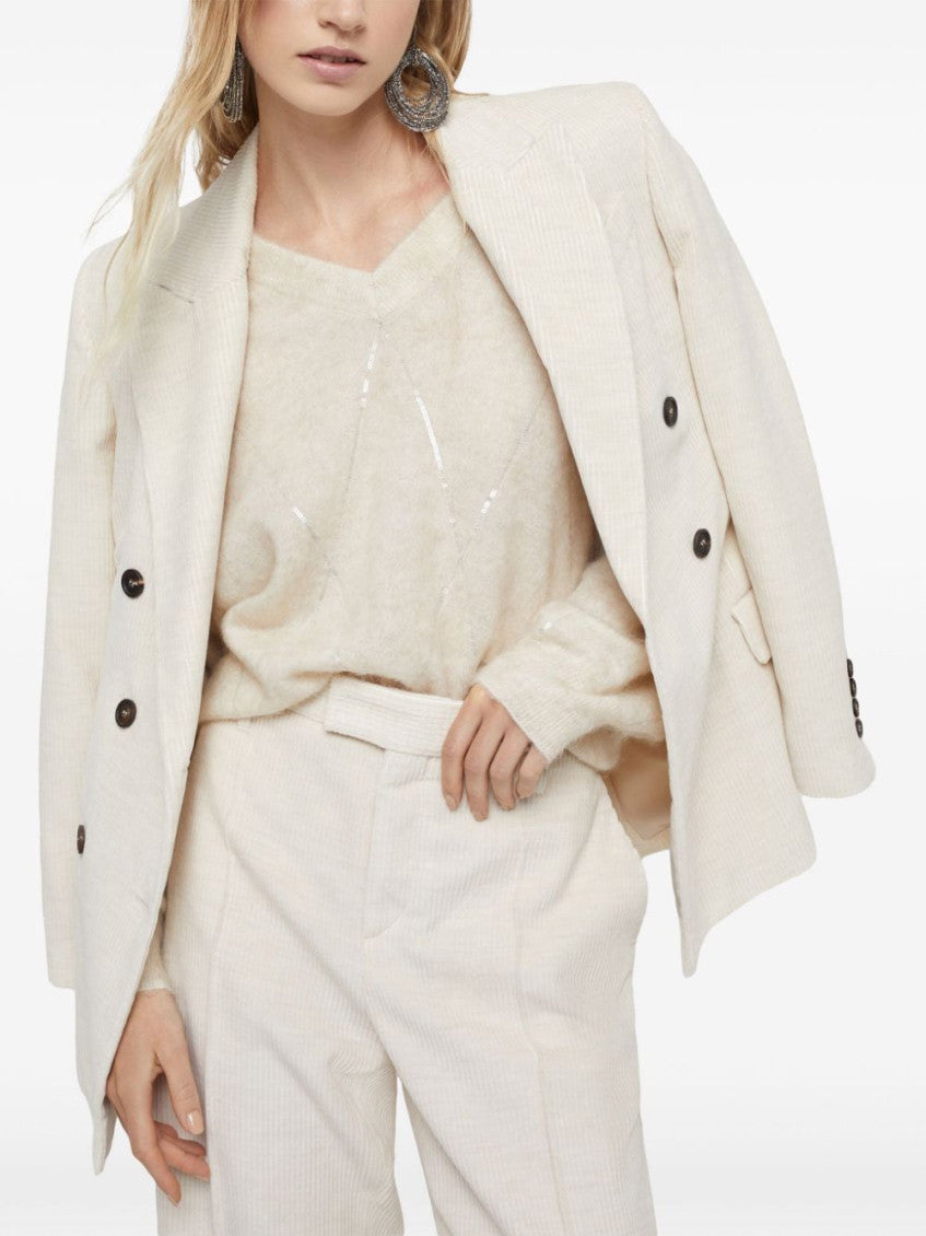 Off-white Cotton Blend Double-breasted Jacket 3