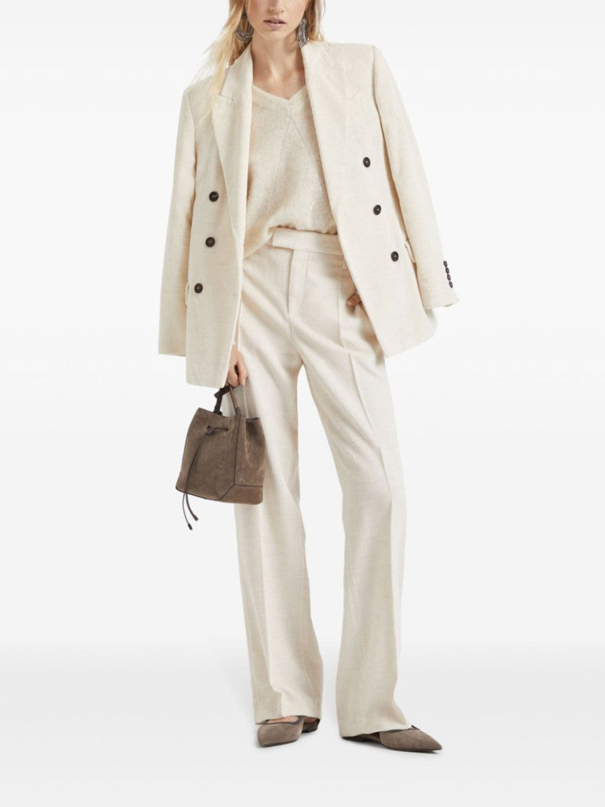 Off-white Cotton Blend Double-breasted Jacket 5