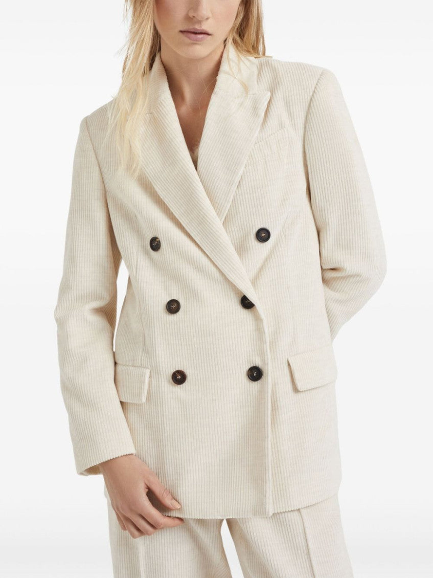 Off-white Cotton Blend Double-breasted Jacket 6