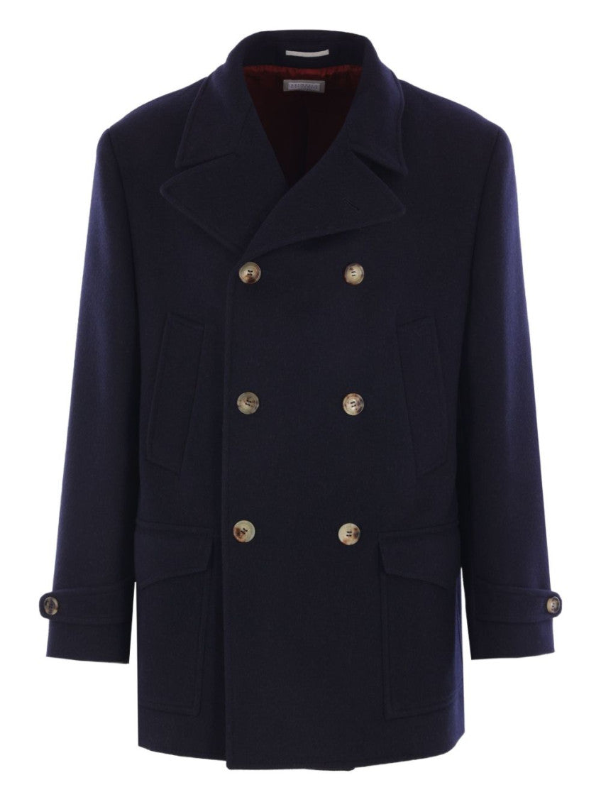 Navy Blue Wool Double-breasted Coat 1
