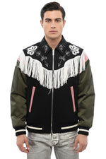 Black Shirt Collar Varsity Jacket 1