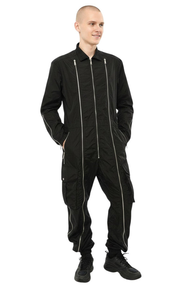 Black Shirt Collar Jumpsuit 1