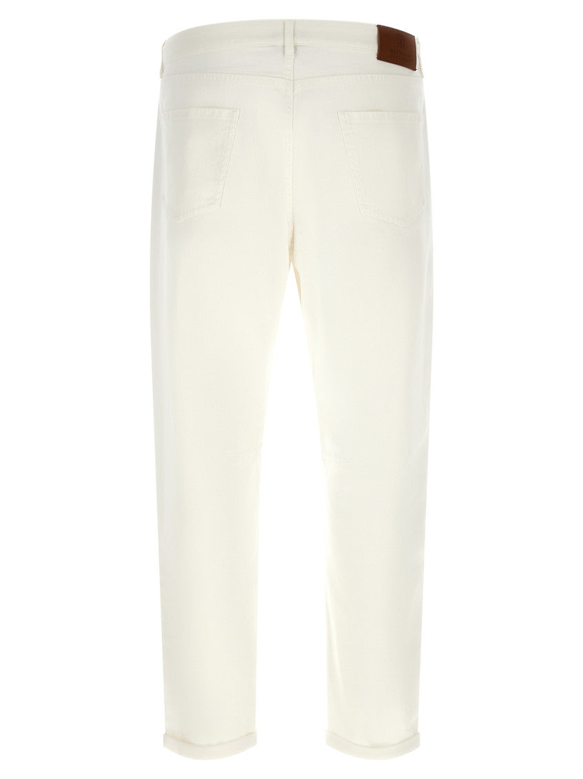 White Slim Mid Rise Jeans 2