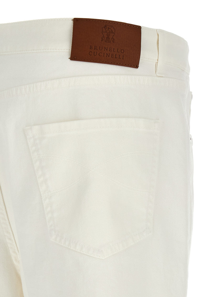 White Slim Mid Rise Jeans 4