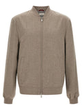 Taupe Textured Bomber Jacket 1