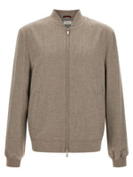 Taupe Textured Bomber Jacket 1