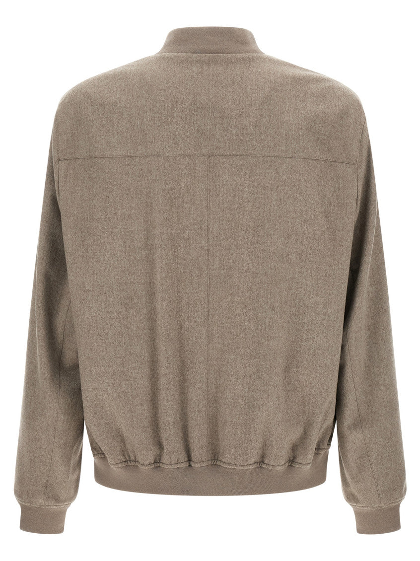 Taupe Textured Bomber Jacket 2