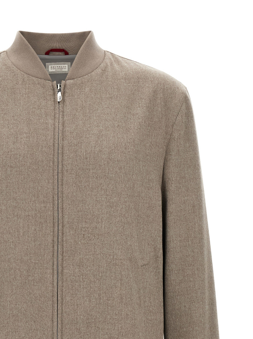 Taupe Textured Bomber Jacket 3