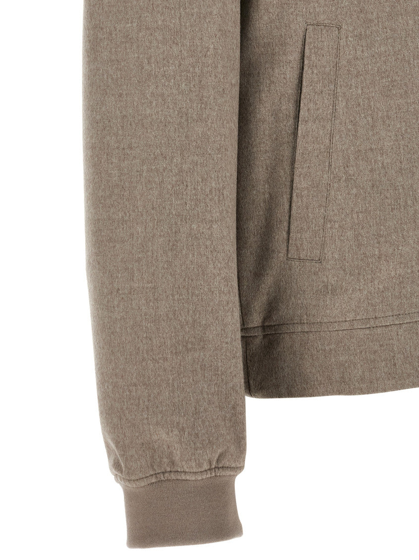 Taupe Textured Bomber Jacket 4