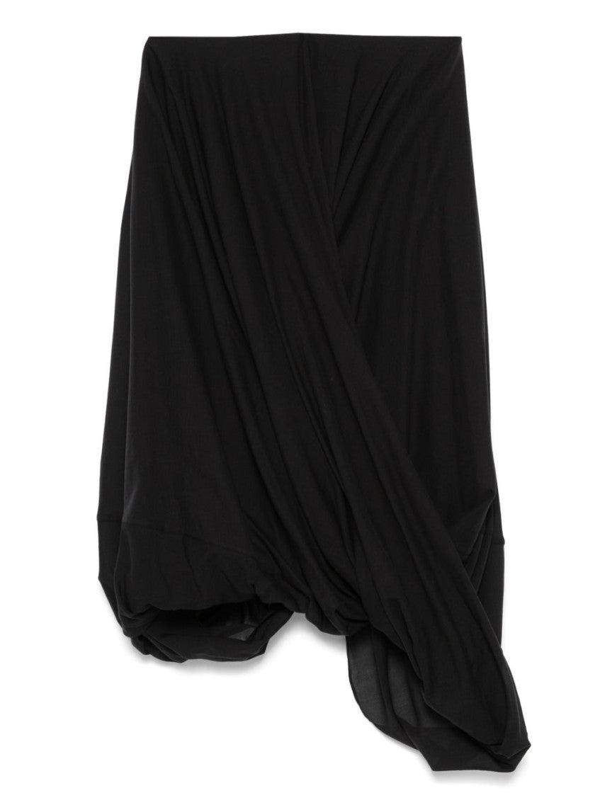 Black Solid Midi Skirt 1