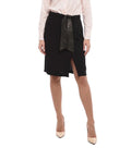 Black Solid Knee Length Skirt 1