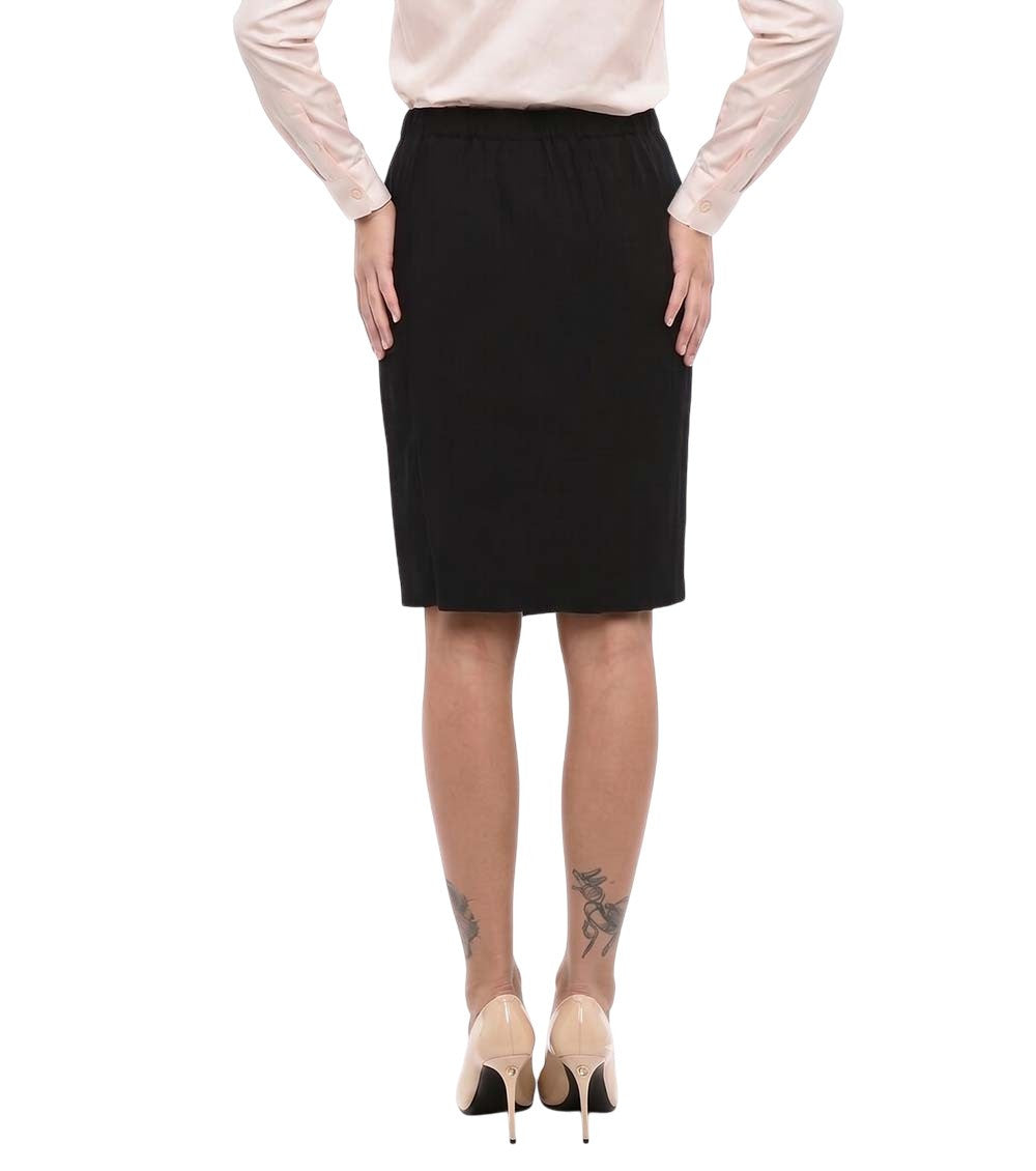 Black Solid Knee Length Skirt 2