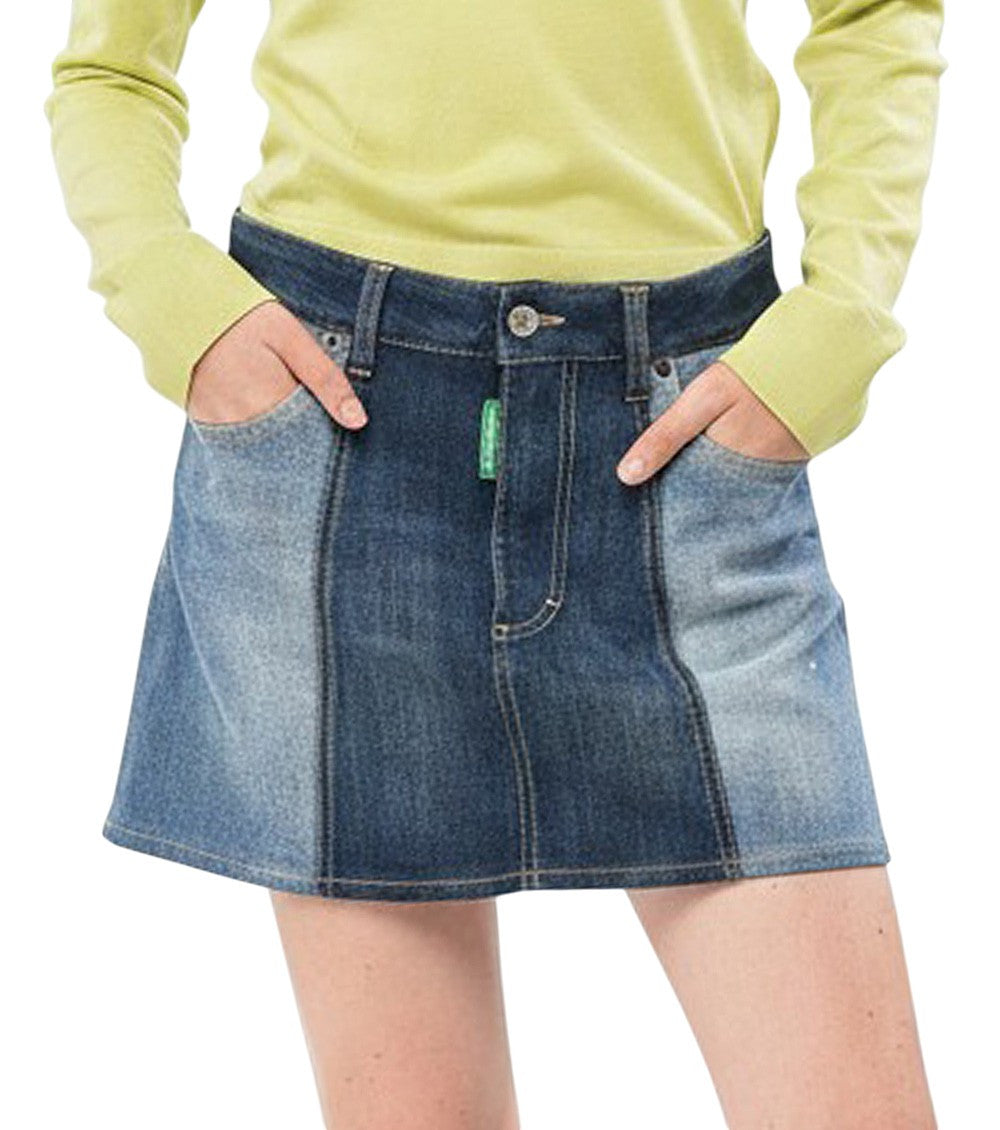 Blue Color Block Mini Skirt 1