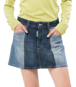 Blue Color Block Mini Skirt 1