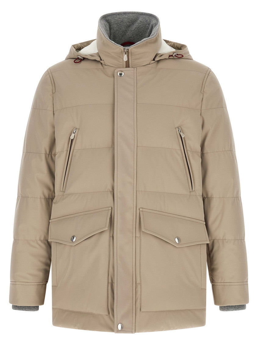 Beige Quilted Parka Jacket 1