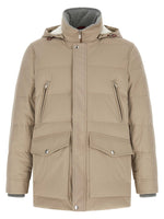 Beige Quilted Parka Jacket 1