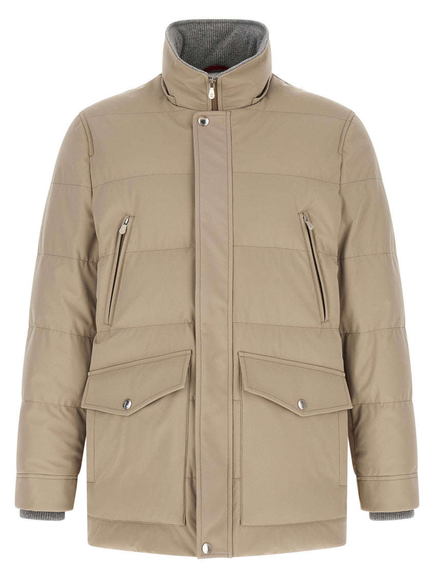 Beige Quilted Parka Jacket 2