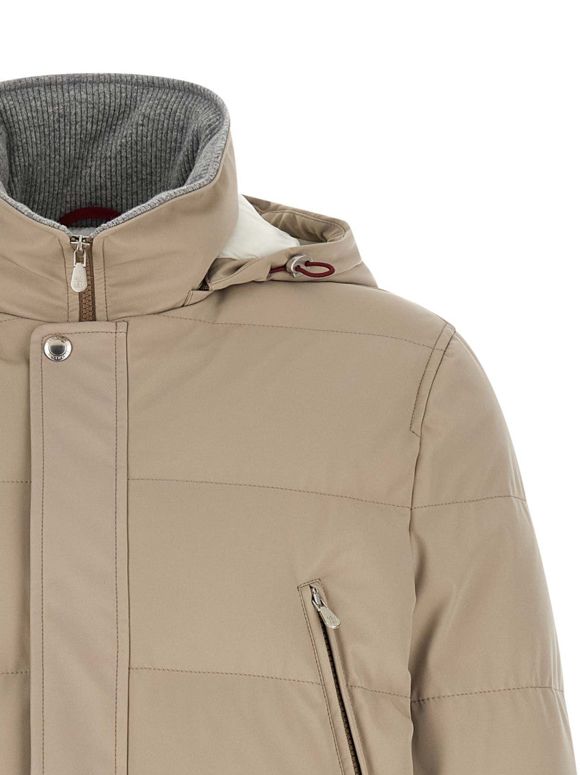 Beige Quilted Parka Jacket 4
