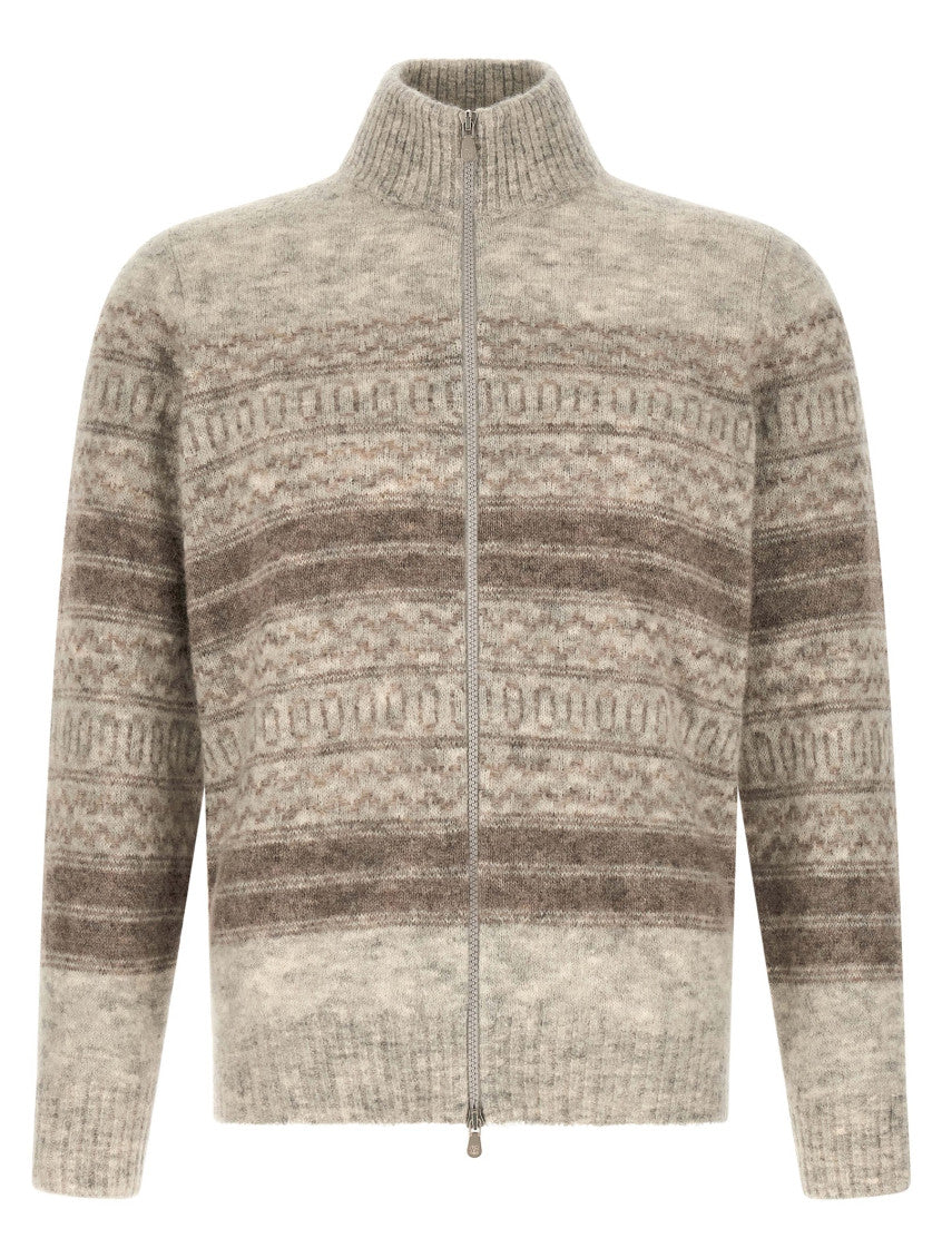 Light Beige Nordic Jacquard Cardigan 1
