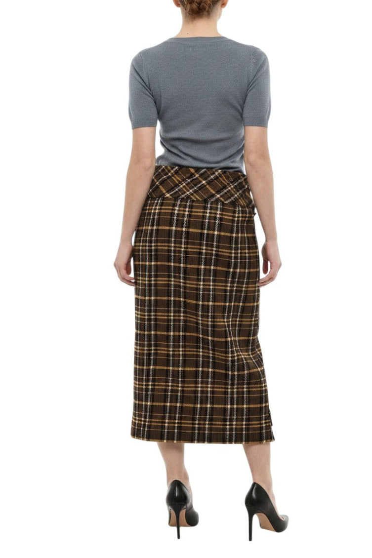 Brown Plaid Midi Skirt 2