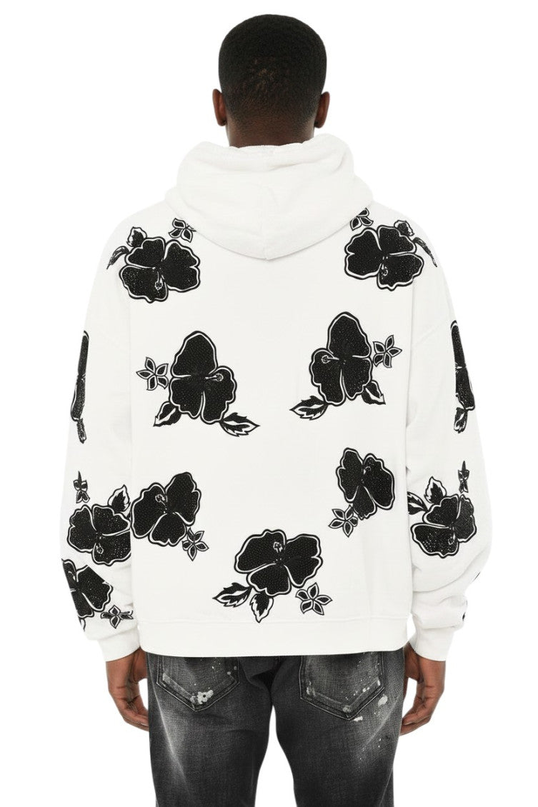 White Oversized Floral Hoodie 2