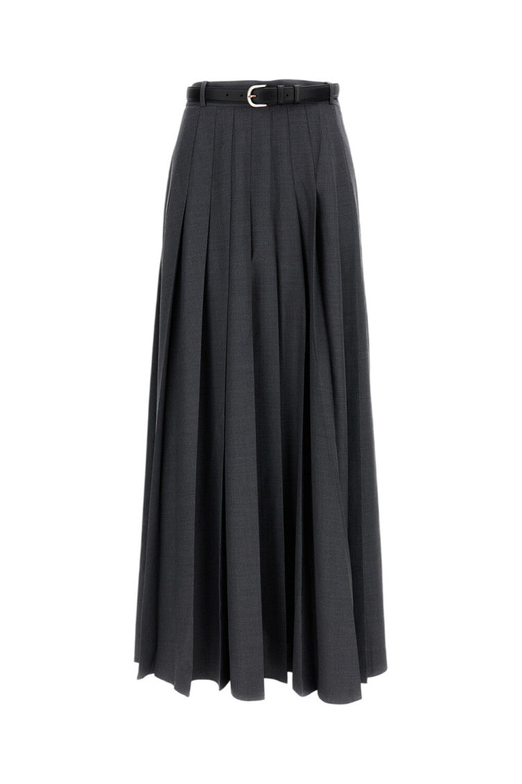 Dark Grey Pleated Maxi Skirt 1