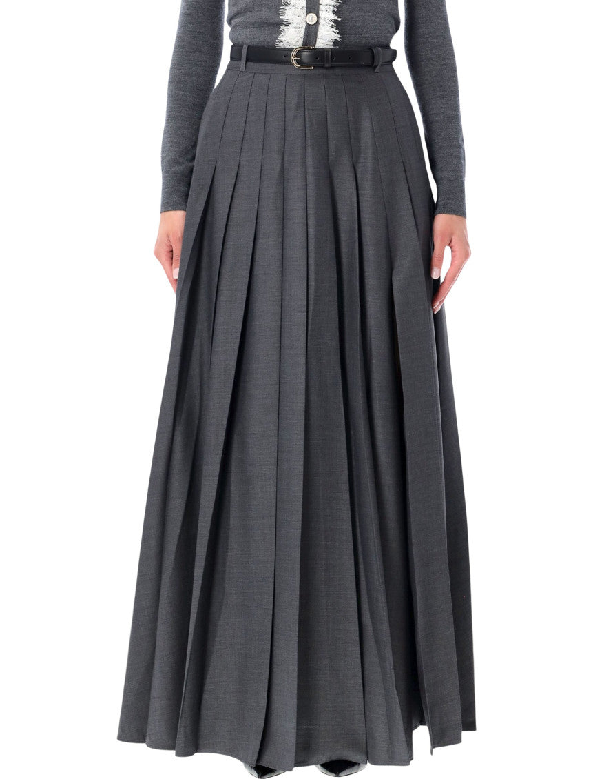Dark Grey Pleated Maxi Skirt 2