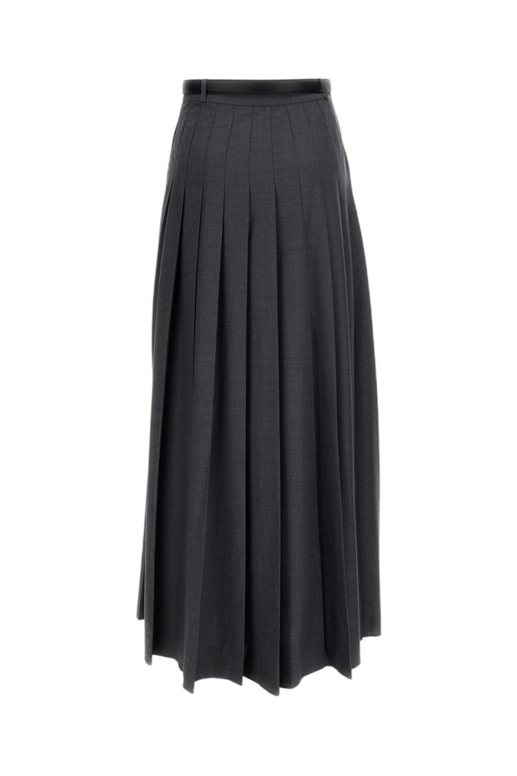 Dark Grey Pleated Maxi Skirt 3