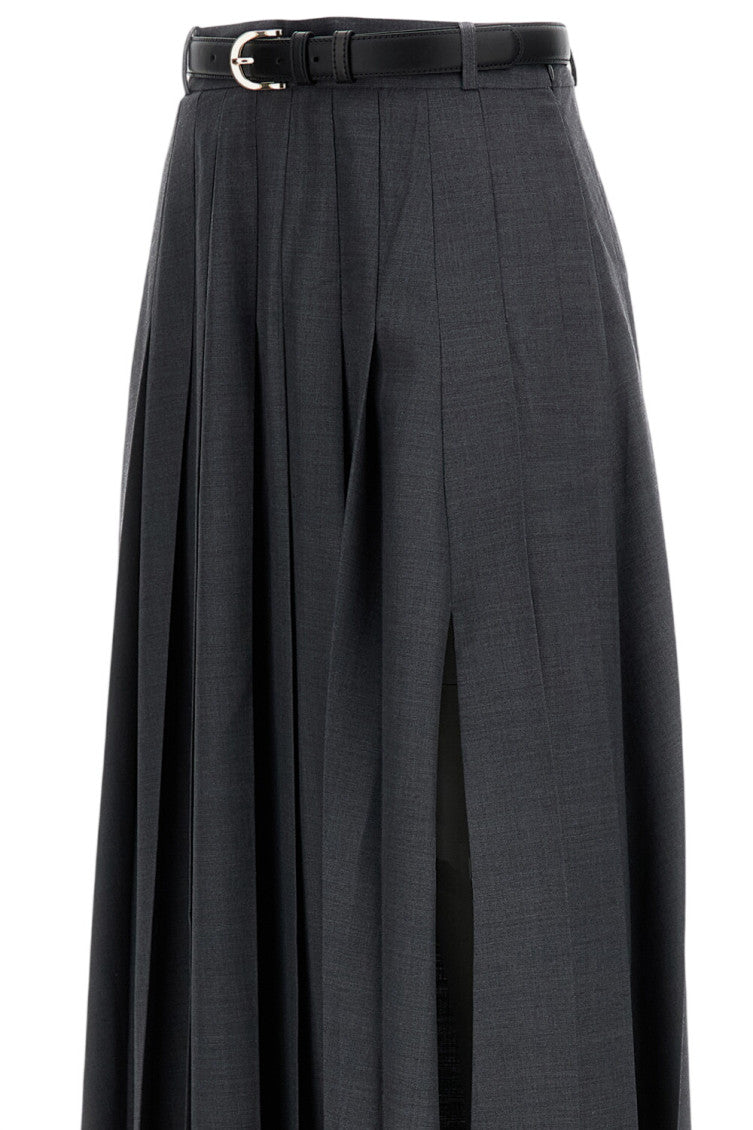 Dark Grey Pleated Maxi Skirt 4