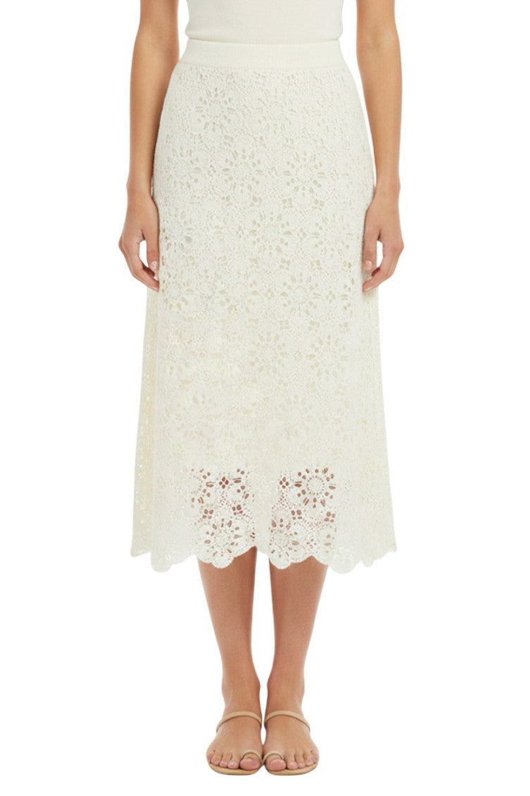 White Crochet Midi Skirt 1