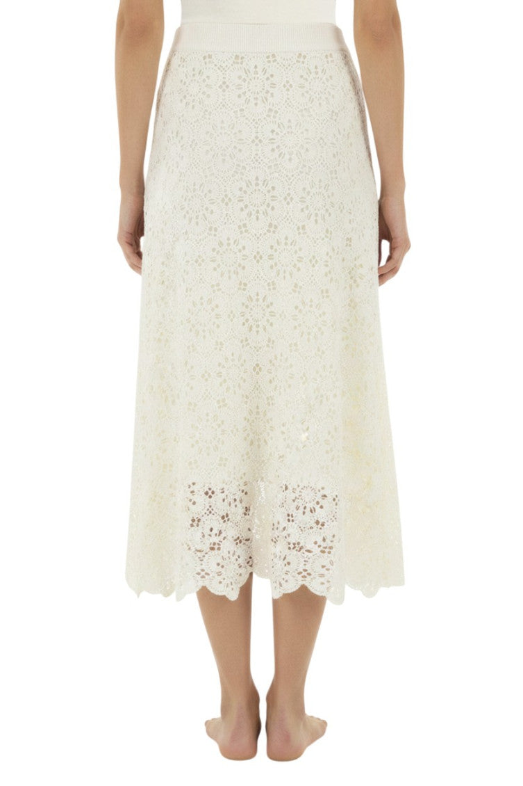 White Crochet Midi Skirt 2