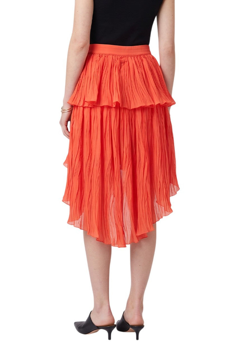 Orange Ruffle Pleated Midi Skirt 2