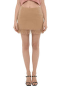 Beige Solid Mini Skirt 1
