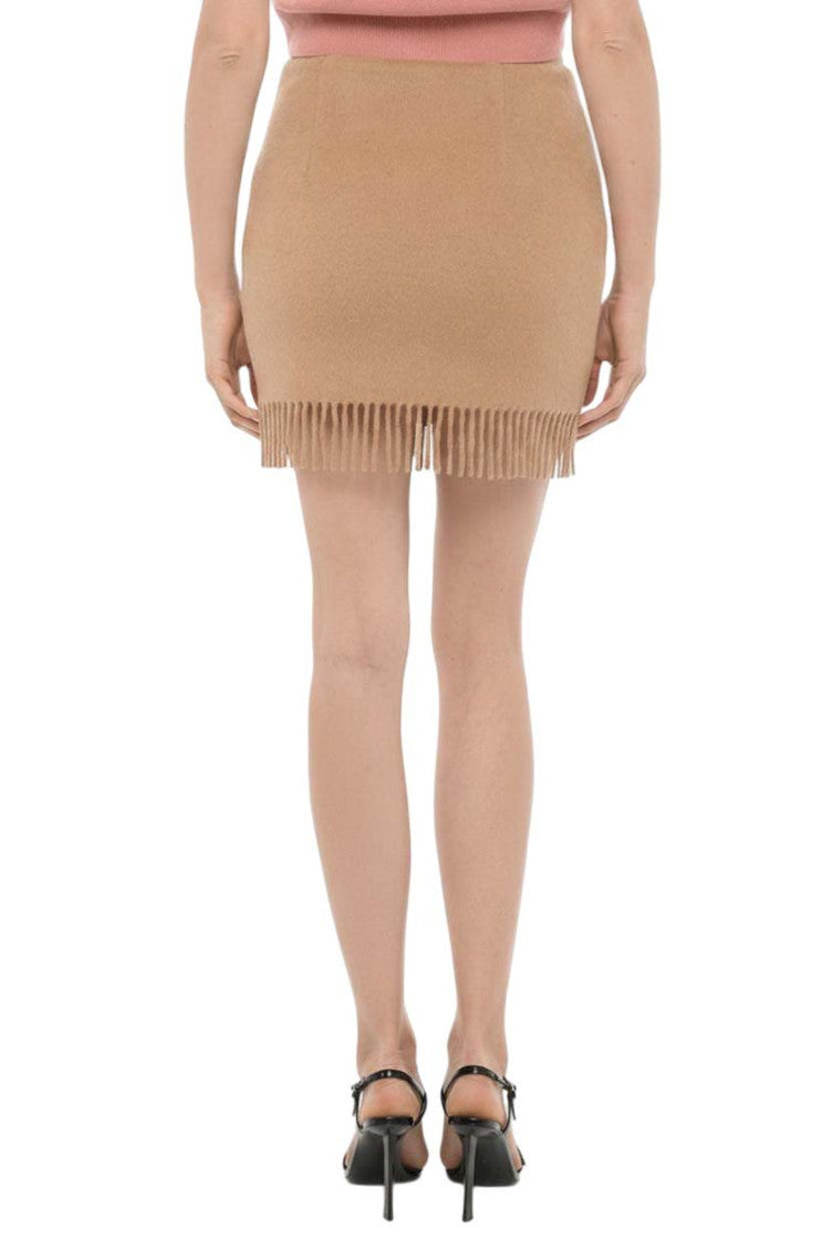 Beige Solid Mini Skirt 2