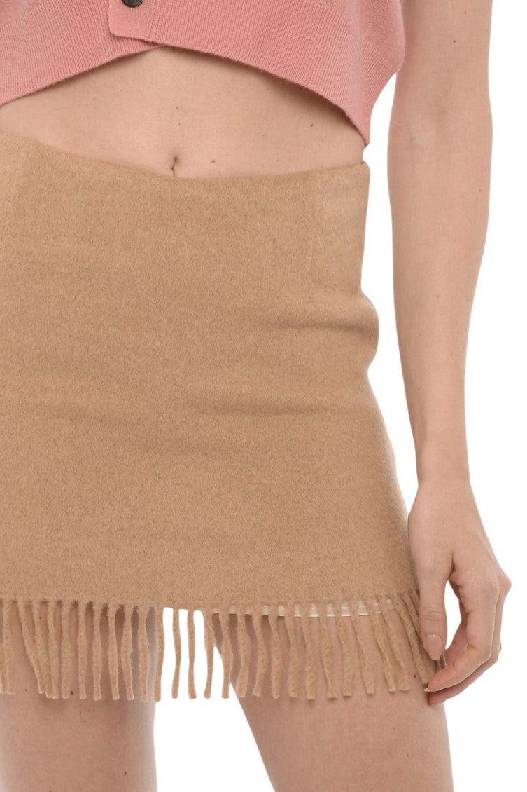 Beige Solid Mini Skirt 3