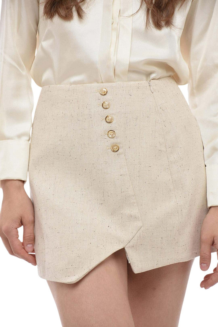 Beige Textured Mini Skirt 3