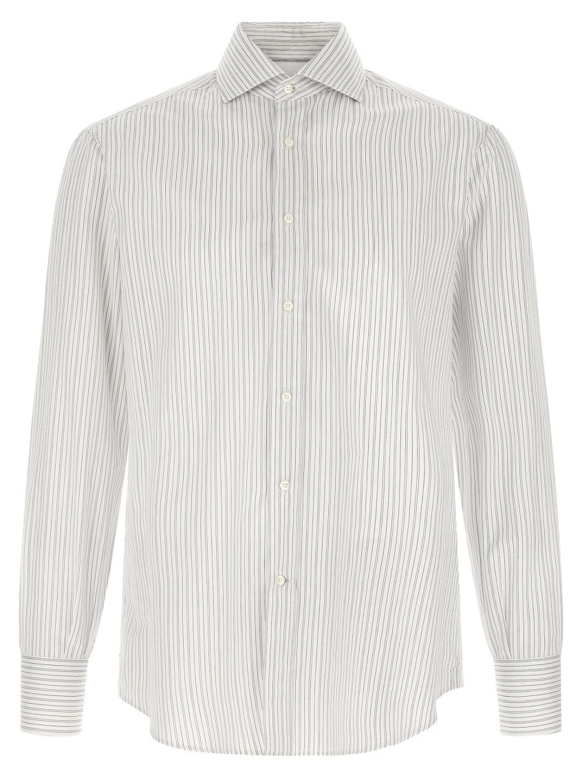 White Regular Stripes Shirt 1