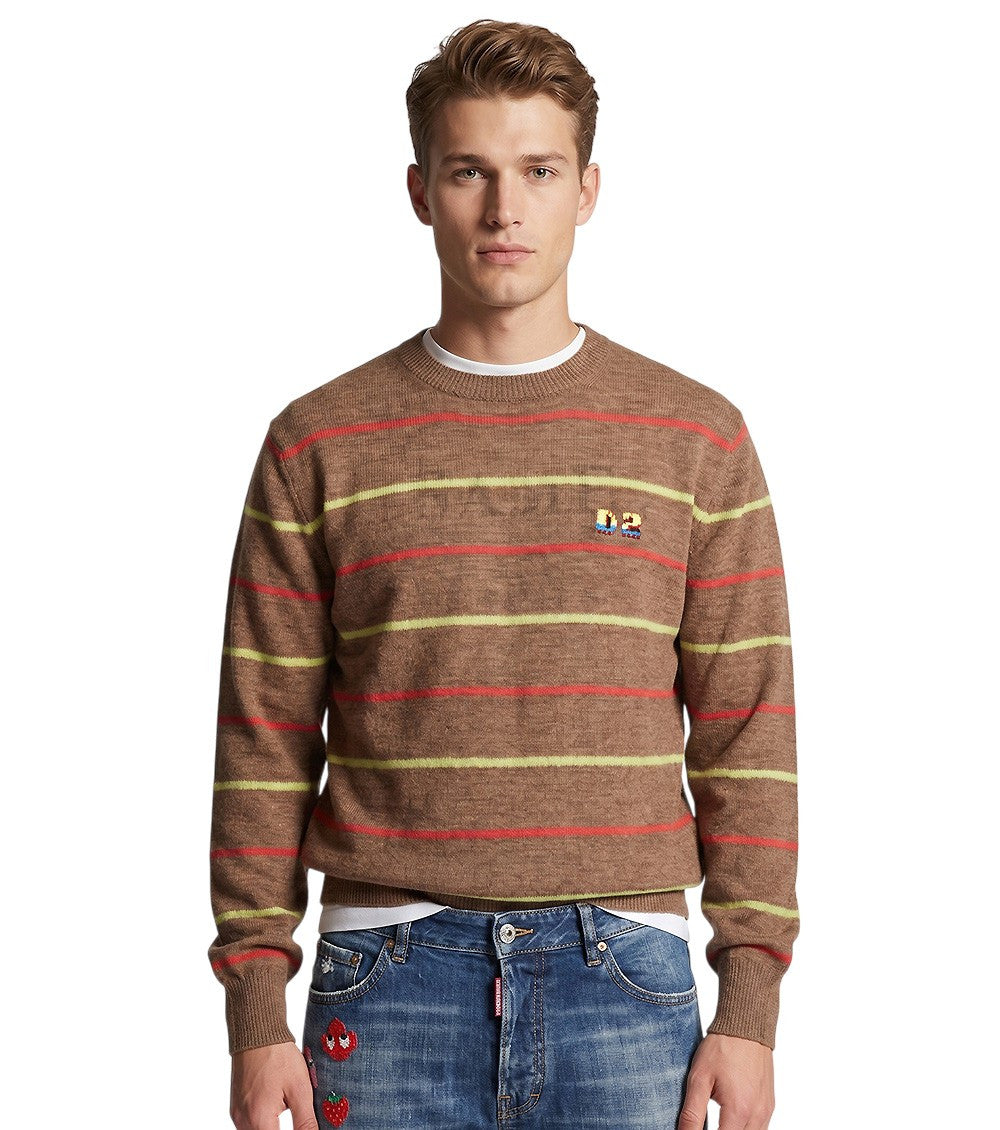 Brown Stripes Logo Sweater 1