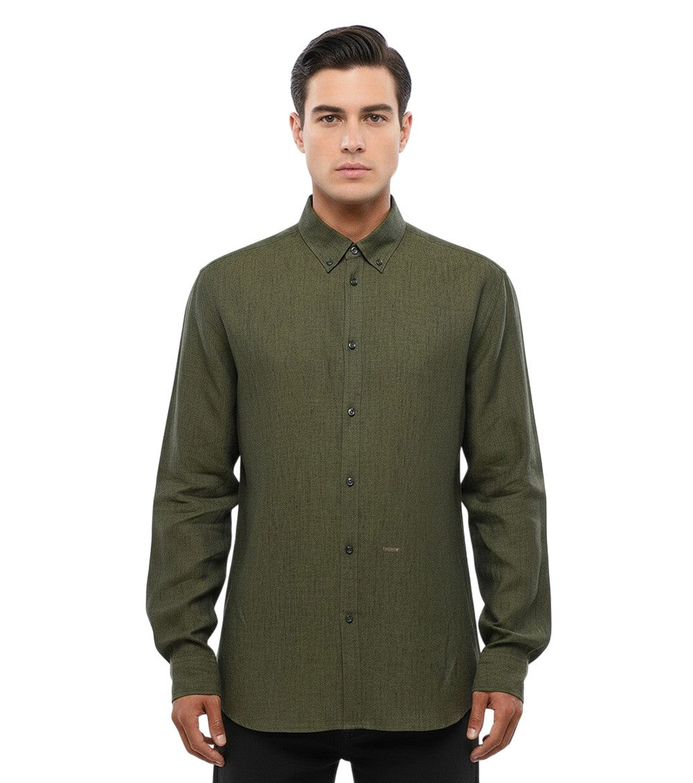 Olive Regular Solid Shirt 1