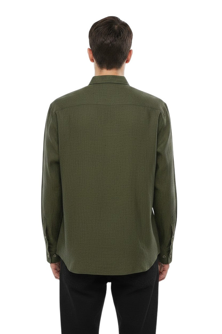 Olive Regular Solid Shirt 2