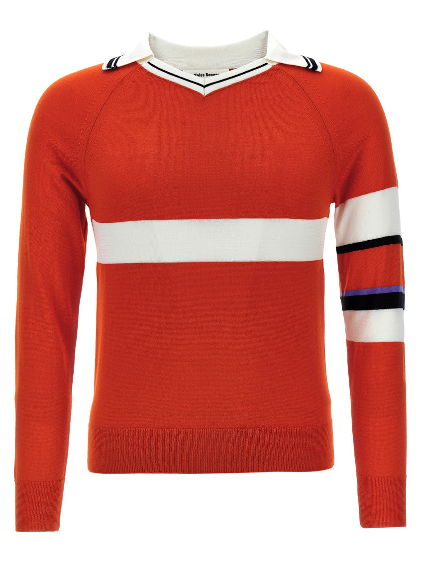 Red V-Neck Collar Sweater 1