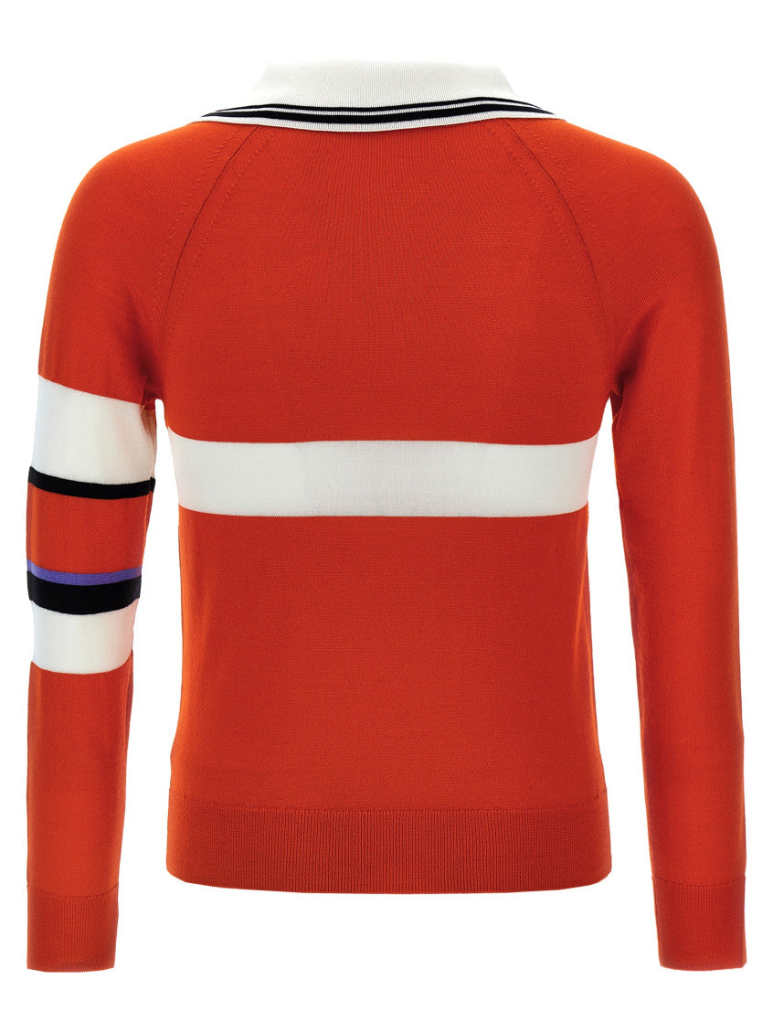 Red V-Neck Collar Sweater 2