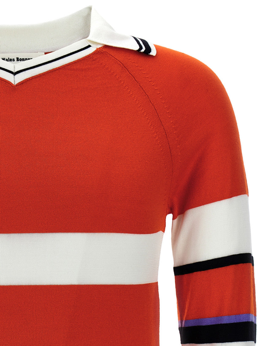 Red V-Neck Collar Sweater 3