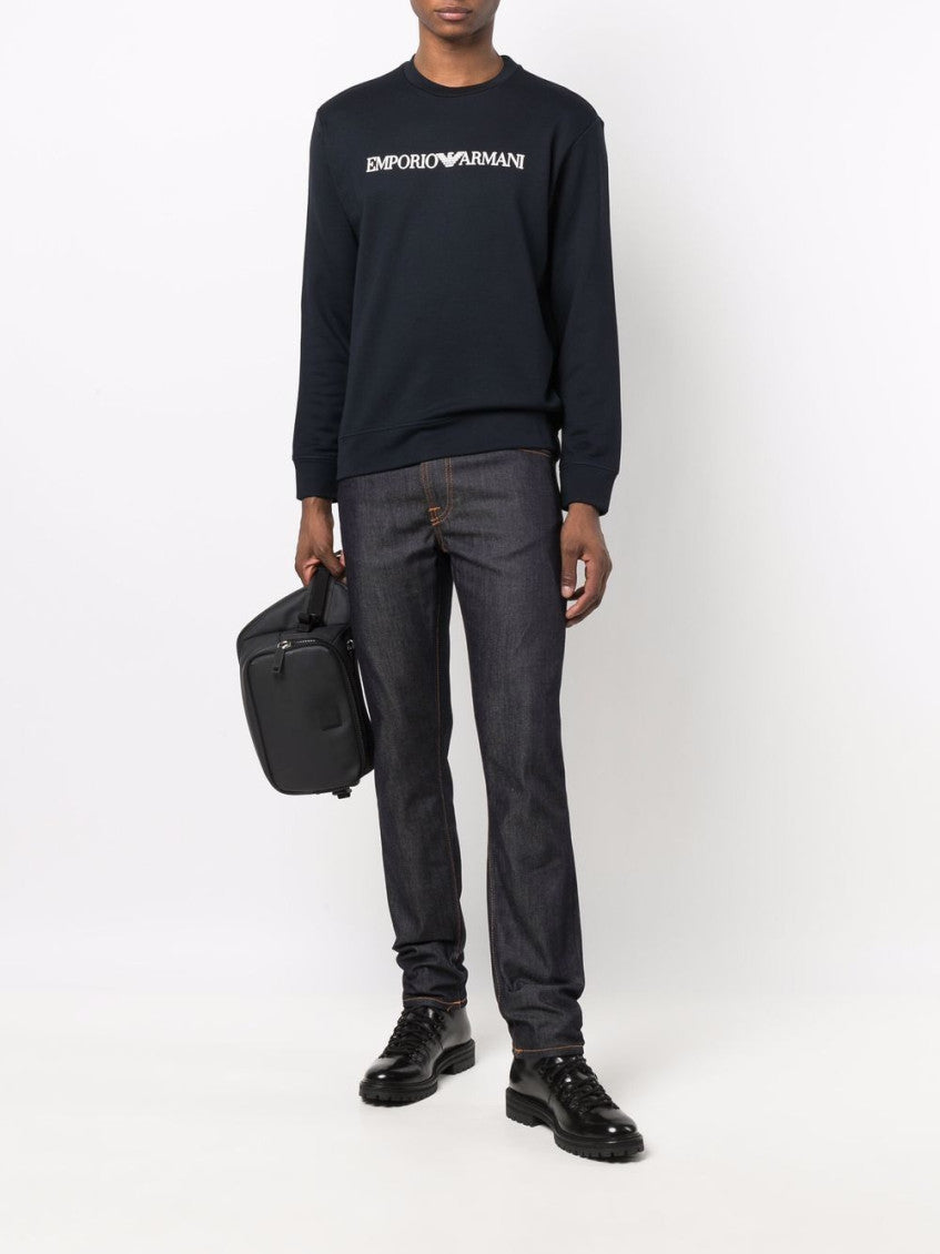 Blue Logo cotton blend sweatshirt 4