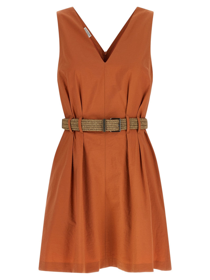 Orange V Neck Mini Dress 1